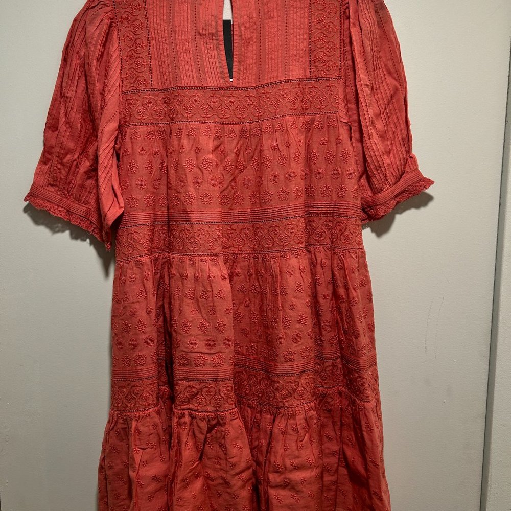 DÔEN Nerine embroidered tiered cotton-voile mini dress size MEDIUM - Picture 7 of 11